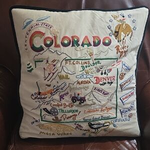 Catstudio Colorado Embroidered Map Throw Pillow - Multi
